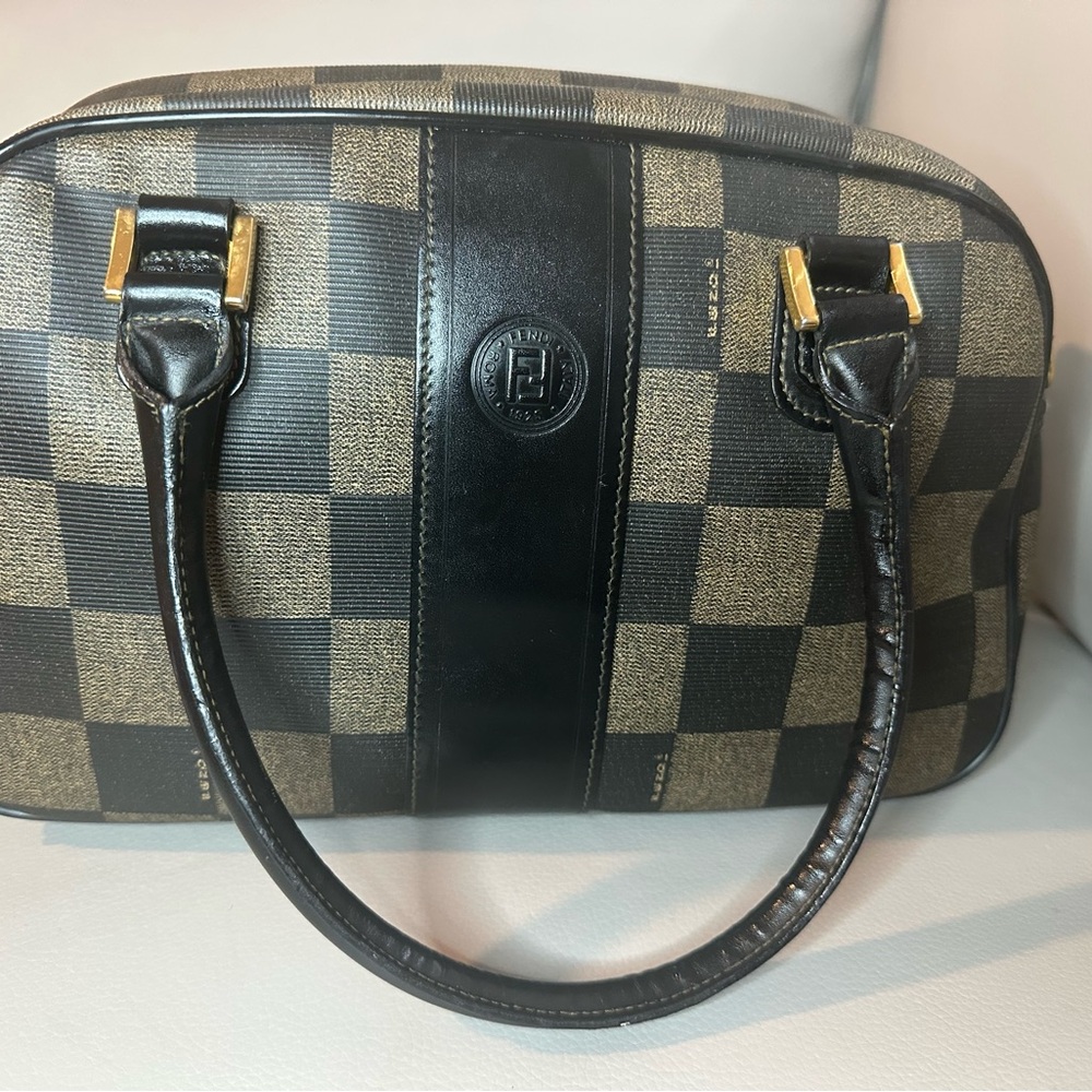 Black and Brown Checkered Shoulder Bag